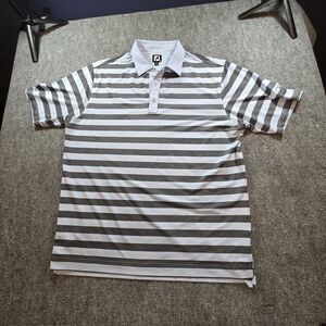 FootJoy Mens Golf Polo XL Gray Blue Stripe Northgate Logo